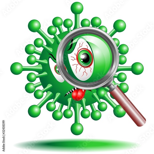 Virus Cartoon Cellula con Lente-Virus with Lens-Vector