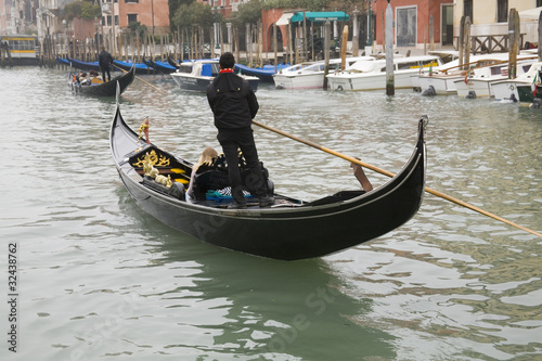 Old Rainy Venice Street and Channels