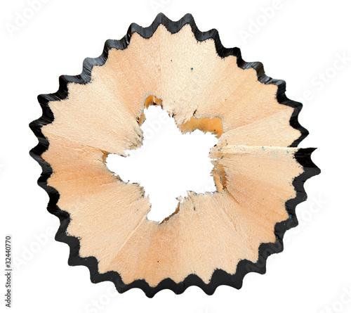 black pencil shavings isolated on white