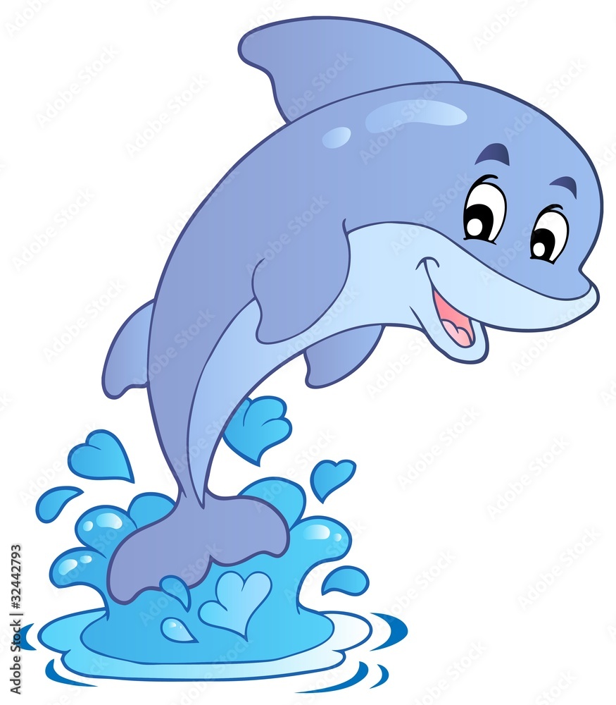 Naklejka premium Happy jumping dolphin
