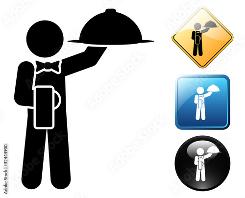 Waiter pictogram and signs