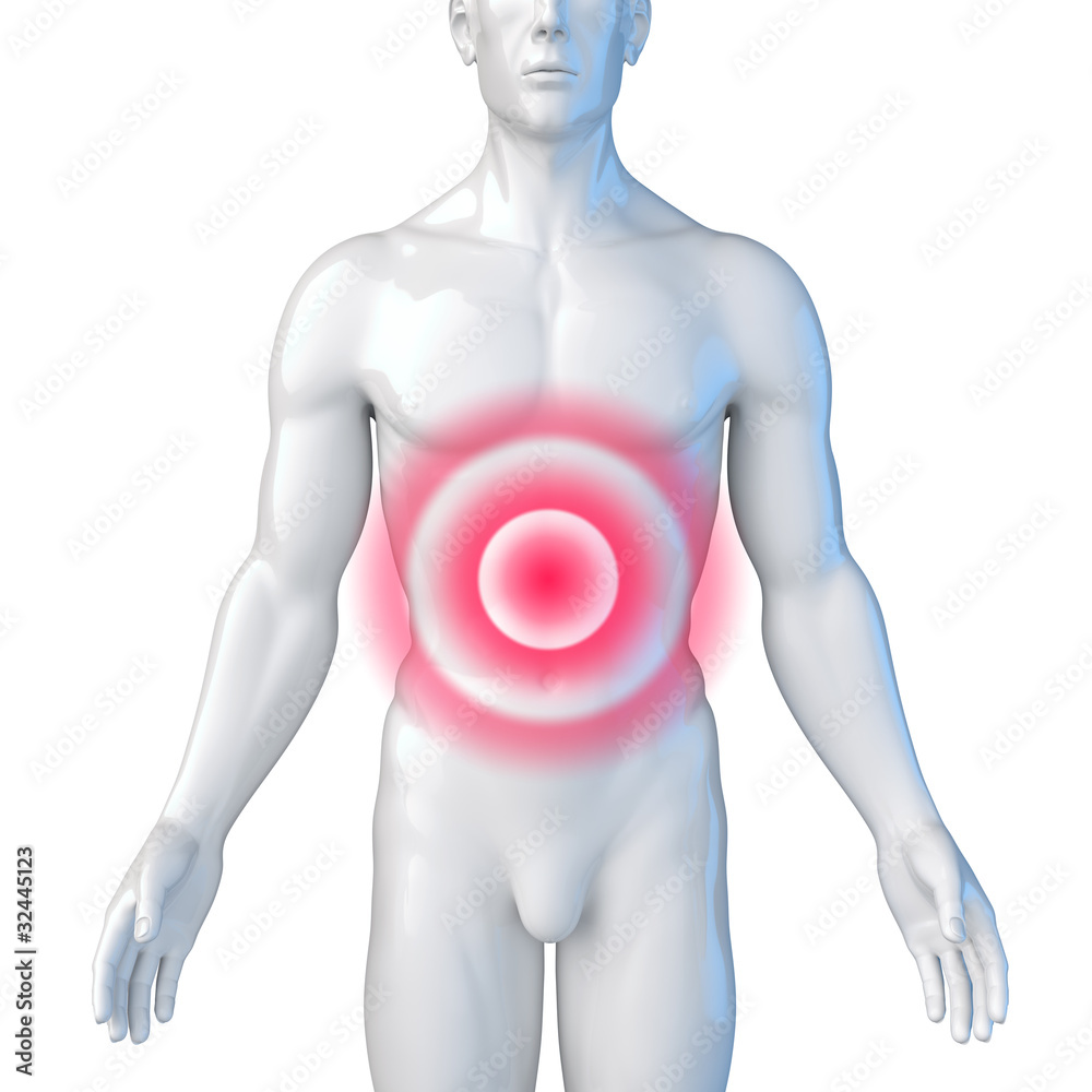Männlicher Oberkörper – Magenschmerzen und Bauchschmerzen