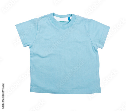 Turquoise shirt with a short sleeve on the white