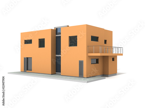 Modern private house exterior 3d render
