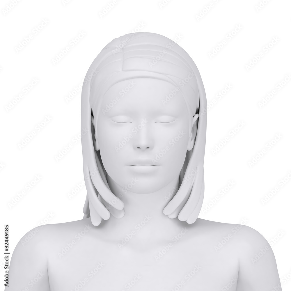 White female figure in anatomical position anteriror view White female figure in anatomical position anteriror view