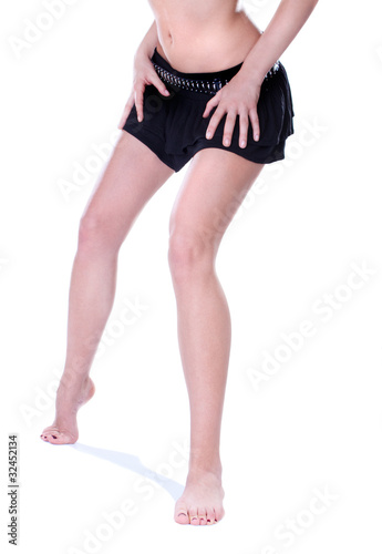 Long pretty woman legs on hills