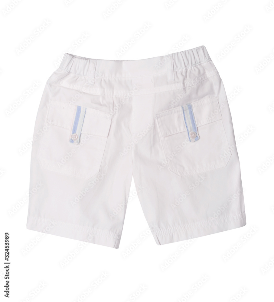 Light children's trousers with blue strips on the white Light children's trousers with blue strips on the white