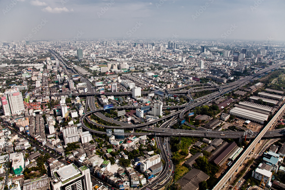 Multiple Lane Highwaybird's eye view Bangkok, Thailand