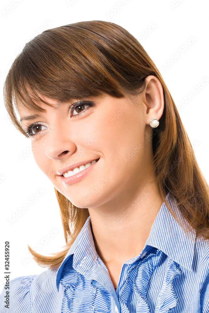 Portrait of happy smiling business woman, isolated on white Portrait of happy smiling business woman, isolated on white
