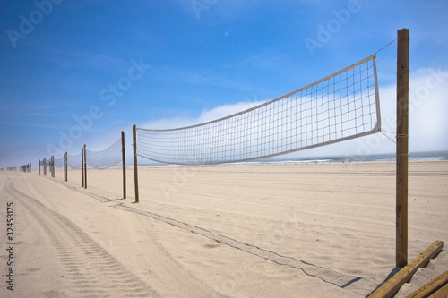 Line of Volleyball Nets at Beach
