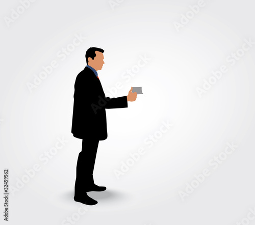 Silhouette homme tendant sa carte de visite