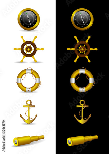 Different Nautical Icons - Vector Illustration