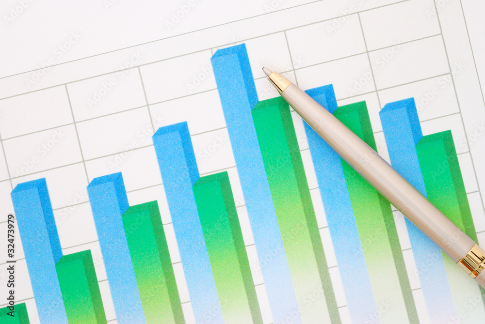 A pen on financial chart A pen on financial chart