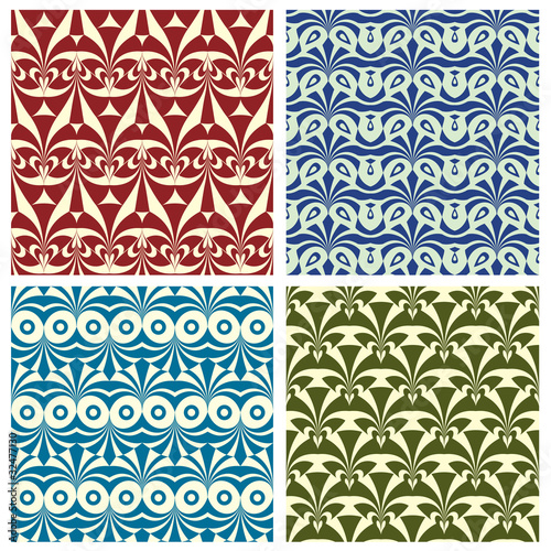 Set of traditional geometric seamless patterns.