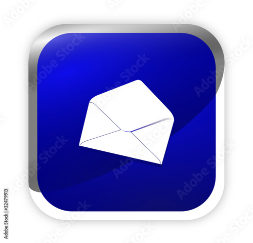 enveloppe sur bouton carré bleu