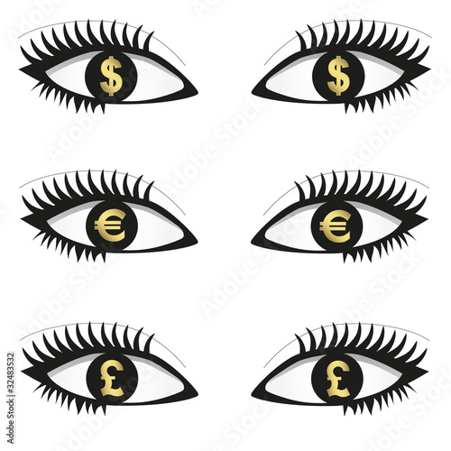 Eyes with currency icons