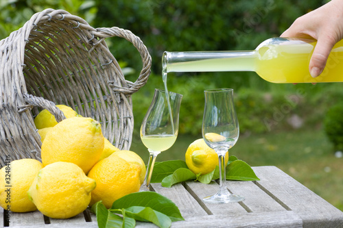 Limoncello and lemons photo