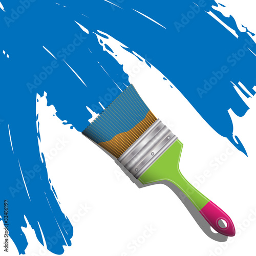 Brush with blue paint