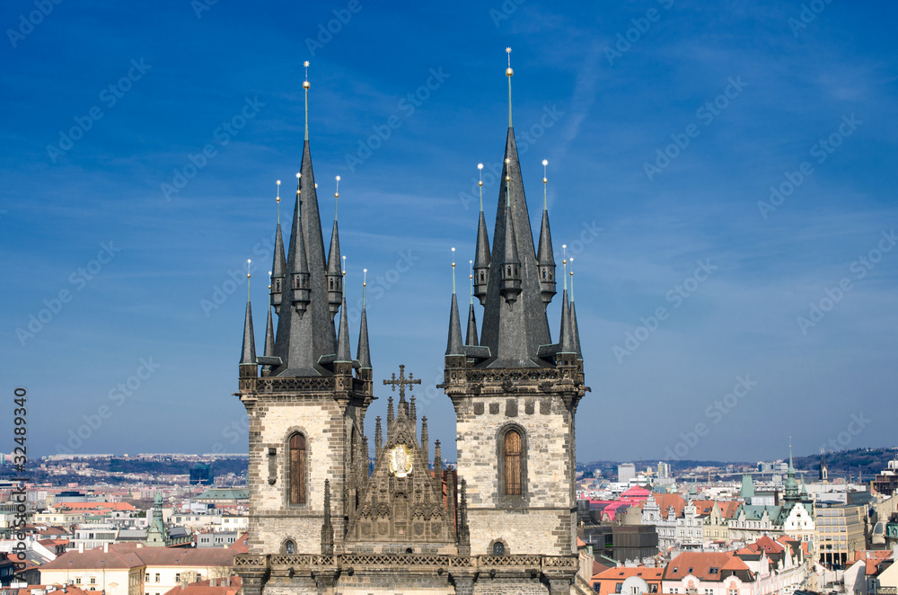 Towers of Virgin Mary Before Tyn Church,Old Town Square,Prague