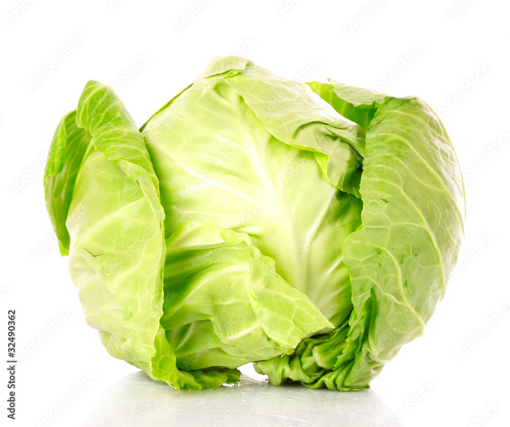 Green cabbage isolated on white background Green cabbage isolated on white background