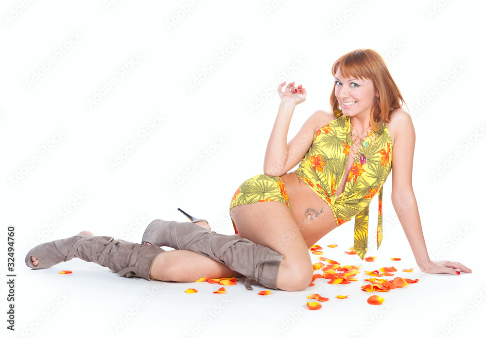 Fototapeta premium beautiful woman lying on the floor
