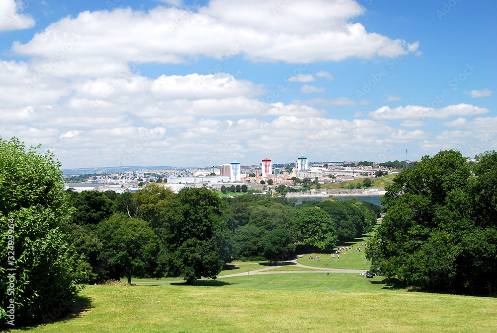 The City of Plymouth Devon from the Lawn of Mount Edgecumbe