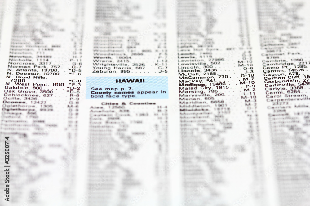 Hawaii - list with selective focus Hawaii - list with selective focus