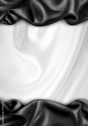 White and black satin fabric background