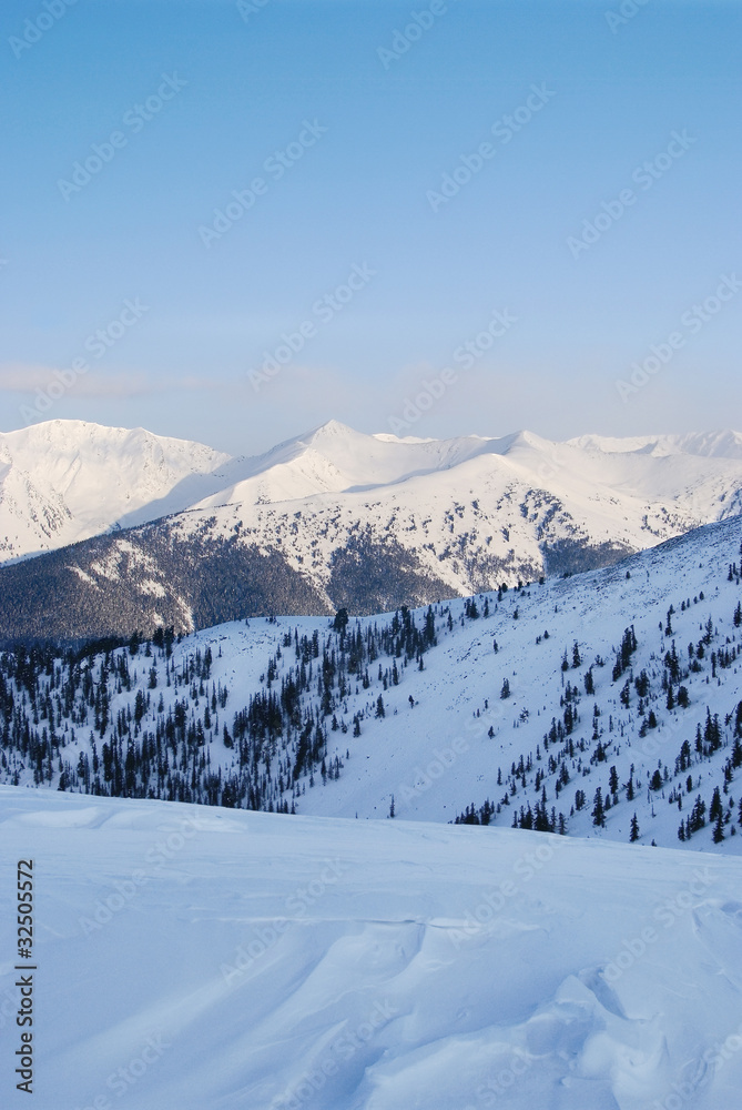 Western Sayan mountains. Ergaky. Siberia. Russia in winter time. Western Sayan mountains. Ergaky. Siberia. Russia in winter time.