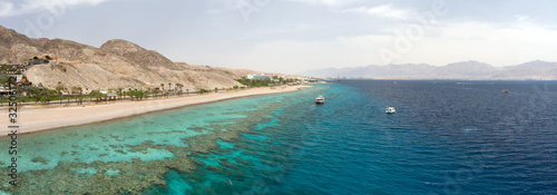 Panorama coastline of Red sea from coral reef