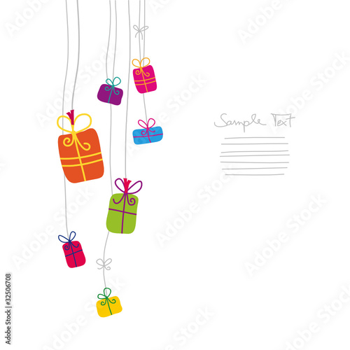 Birthday Card Hanging Gifts Coloured