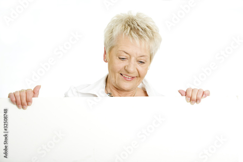 businesswoman with billboard