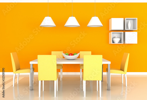 orange modern dining room