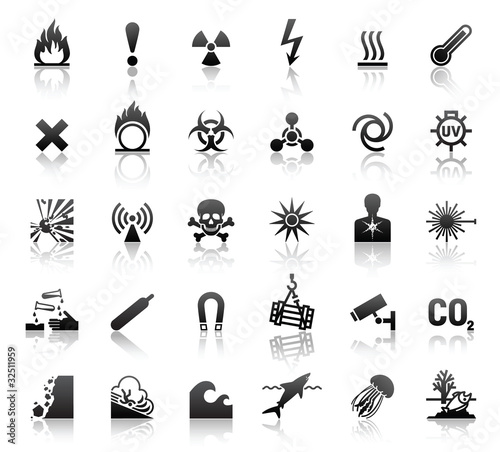 black symbols danger icons