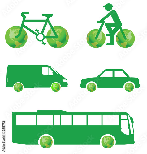 Green transport concept isolated on white background