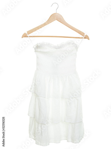 White dress on hanger isolated