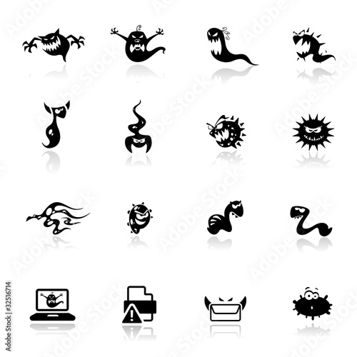 Icons set monsters and virus