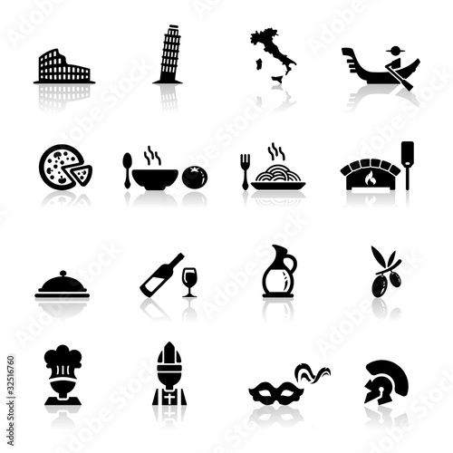 Icons set Italian Cuisine and culture
