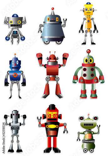 cartoon robot icon set
