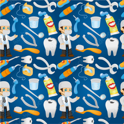cartoon dentist tool seamless pattern