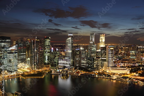 Downtown Skyline Singaporeat twilight. © Achim Baqué
