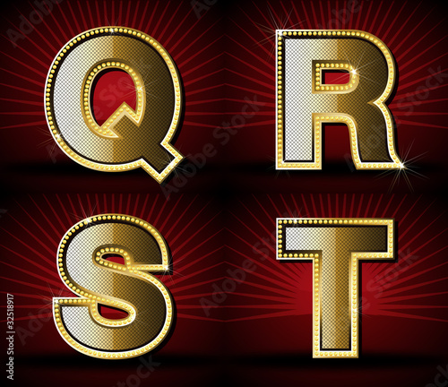 Vector Luxurious Gold Diamond Alphabet