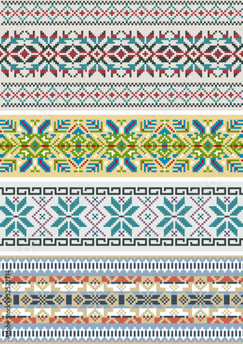 Papier peint four different vector snowflakes knitting patterns