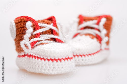 crocheted booties for a boy