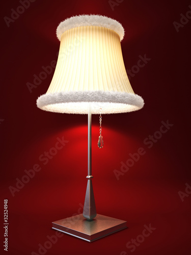 Lamp isolated on red background 3D rendering