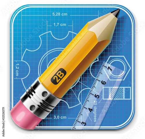 Vector technical drawing square XXL icon