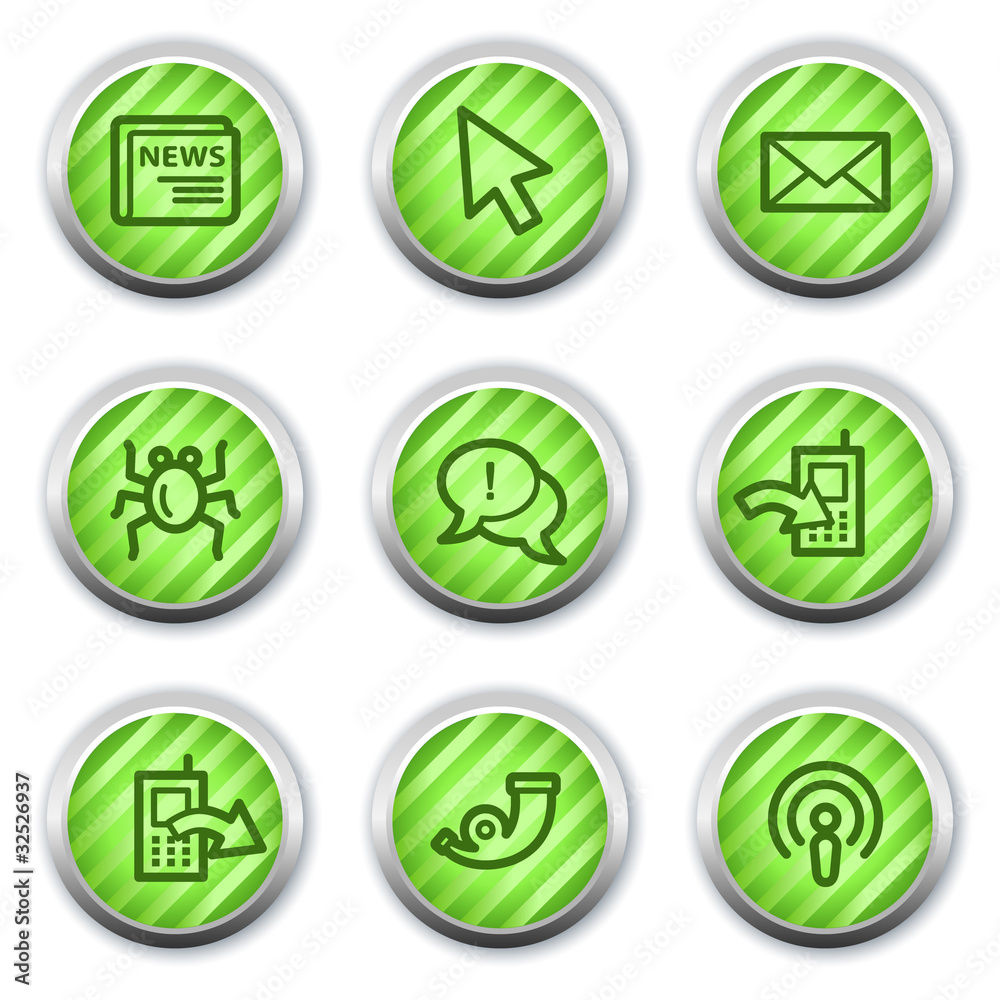 Internet web icons set 2, green glossy circle buttons Internet web icons set 2, green glossy circle buttons