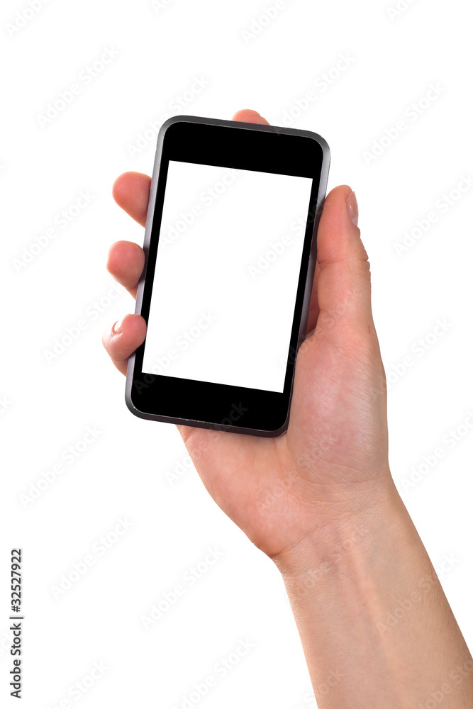 hand holding mobile phone isolated on white background hand holding mobile phone isolated on white background