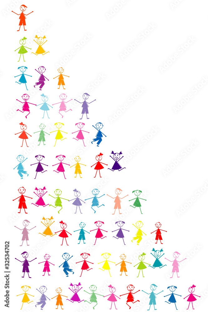 Set of stylized colored kids Set of stylized colored kids