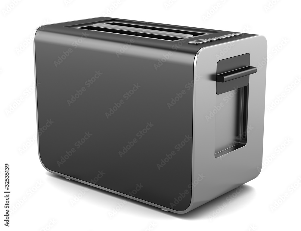modern black toaster isolated on white background modern black toaster isolated on white background